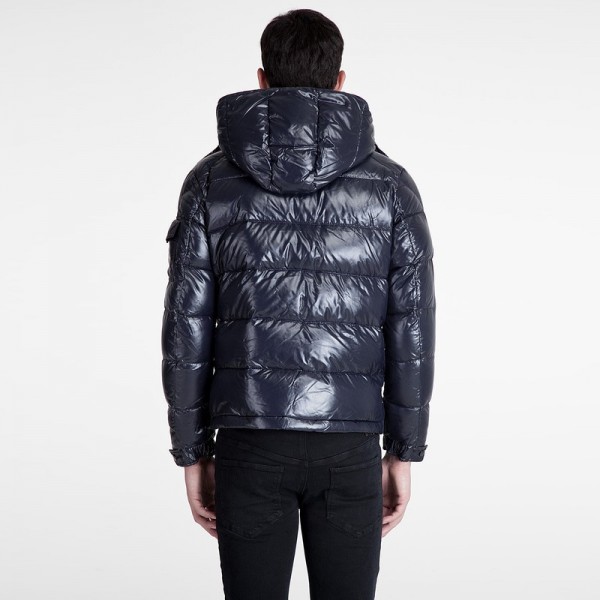 Moncler blu Collar Mock semplice e tasche corta da uomo Cappotti uscita